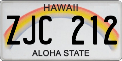 HI license plate ZJC212