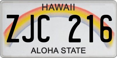 HI license plate ZJC216