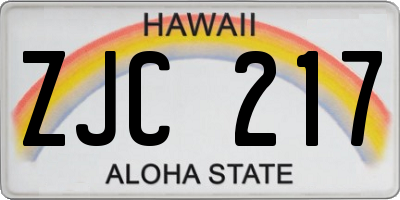 HI license plate ZJC217
