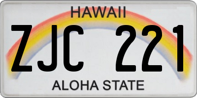 HI license plate ZJC221