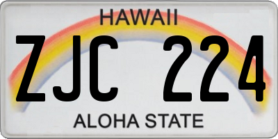 HI license plate ZJC224