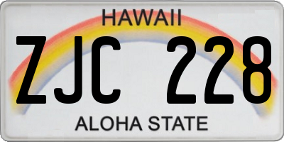 HI license plate ZJC228