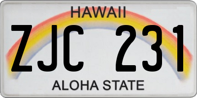 HI license plate ZJC231
