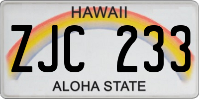 HI license plate ZJC233