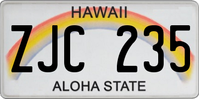 HI license plate ZJC235