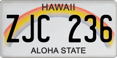 HI license plate ZJC236