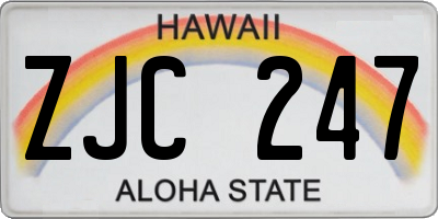 HI license plate ZJC247