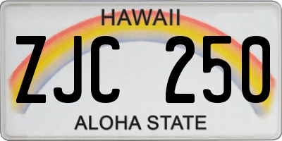 HI license plate ZJC250
