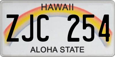 HI license plate ZJC254