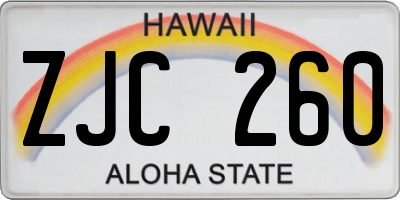HI license plate ZJC260
