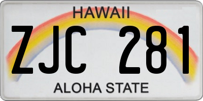HI license plate ZJC281