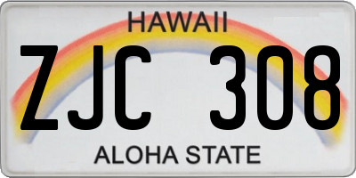 HI license plate ZJC308