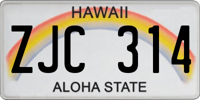 HI license plate ZJC314