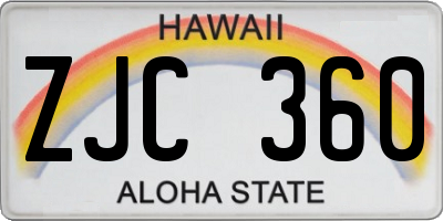 HI license plate ZJC360
