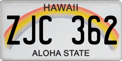 HI license plate ZJC362