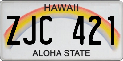 HI license plate ZJC421