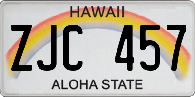 HI license plate ZJC457