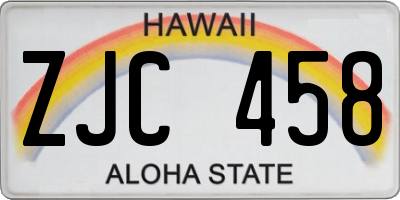 HI license plate ZJC458