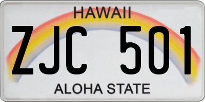 HI license plate ZJC501