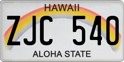 HI license plate ZJC540