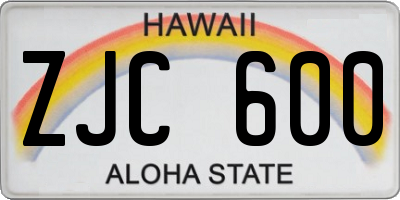 HI license plate ZJC600