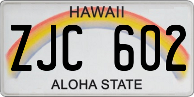 HI license plate ZJC602