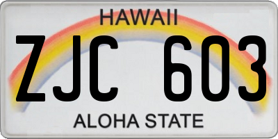 HI license plate ZJC603
