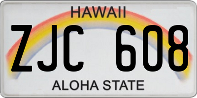 HI license plate ZJC608