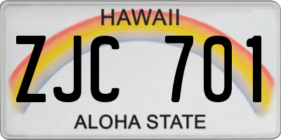 HI license plate ZJC701