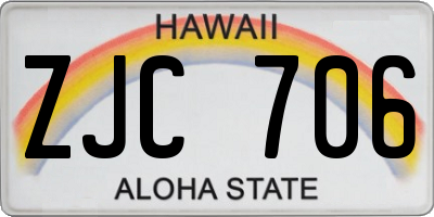 HI license plate ZJC706
