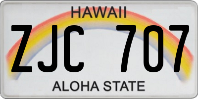 HI license plate ZJC707