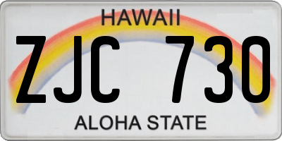 HI license plate ZJC730
