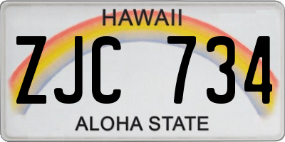 HI license plate ZJC734
