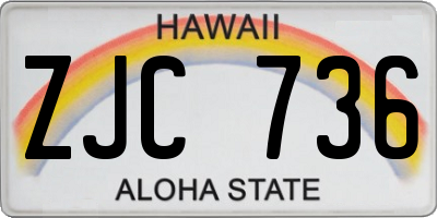 HI license plate ZJC736