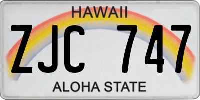 HI license plate ZJC747