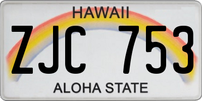 HI license plate ZJC753