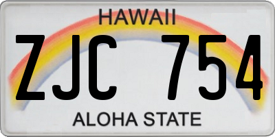HI license plate ZJC754