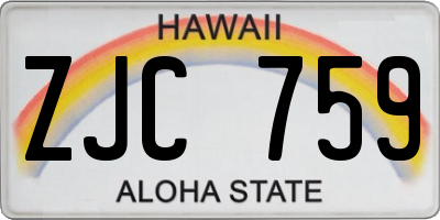 HI license plate ZJC759