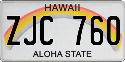 HI license plate ZJC760