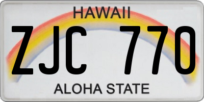 HI license plate ZJC770