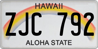 HI license plate ZJC792