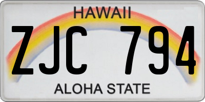 HI license plate ZJC794