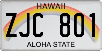 HI license plate ZJC801