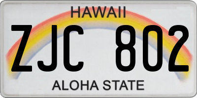 HI license plate ZJC802