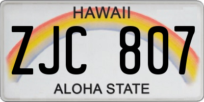 HI license plate ZJC807