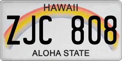 HI license plate ZJC808