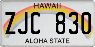 HI license plate ZJC830