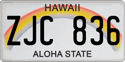 HI license plate ZJC836