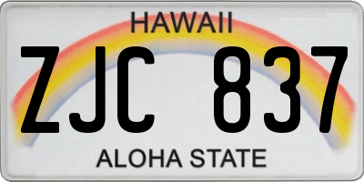 HI license plate ZJC837