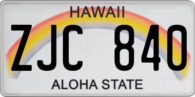 HI license plate ZJC840